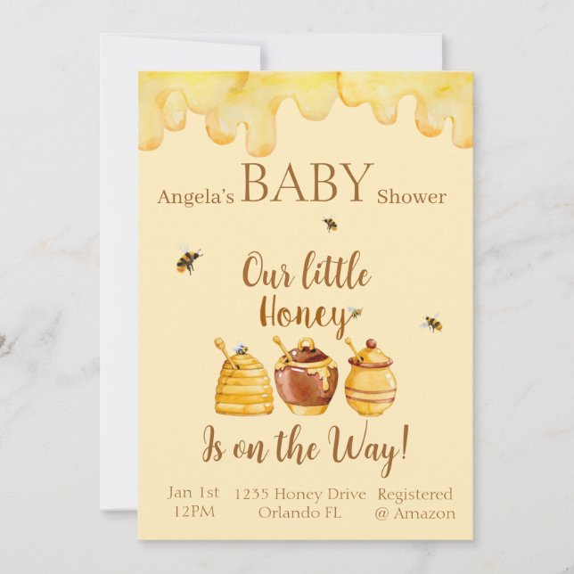 Notre Petit Miel Est En Route ! Carte baby shower (Devant)