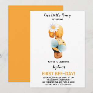 Notre petite abeille de miel 1er invitation annive