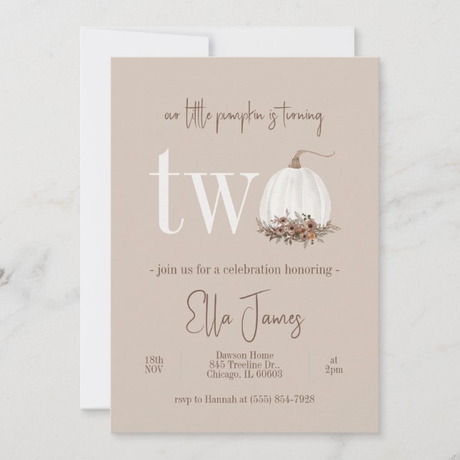 Notre Petite Citrouille Invitation au deuxième ann (Devant)