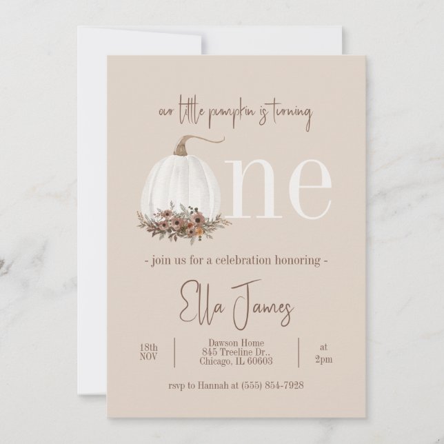 Notre Petite Citrouille Invitation d'anniversaire (Devant)