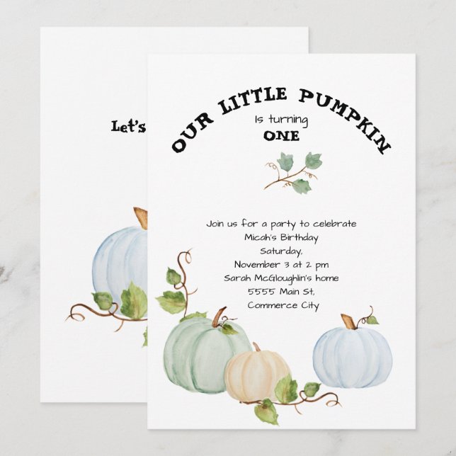 Notre Petite Citrouille Invitation d'anniversaire (Devant / Derrière)