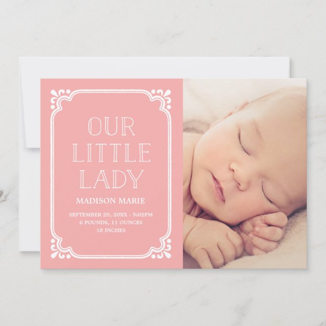 Notre Petite Dame | Faire-part de naissance rustiq (Devant)