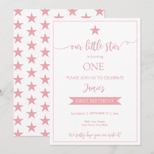 Notre Petite Étoile Invitation Appartement Anniver (Devant / Derrière)