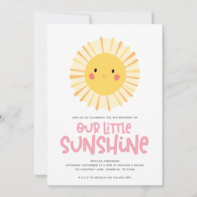 Notre petite fête d'anniversaire de fille rose sol (Devant)