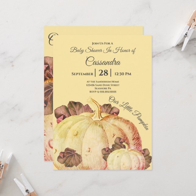 Notre petite fête de Baby Shower BOHO fille au pêc (Devant/Arrière en situation)