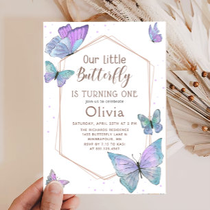 Notre Petite Fille Papillon Invitation Anniversair