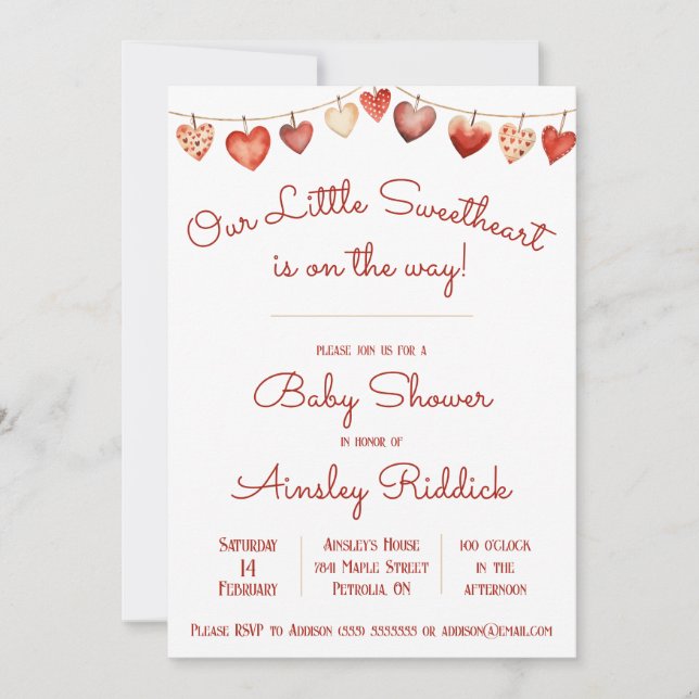 Notre petite invitation Baby shower amoureuse (Devant)