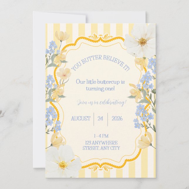 Notre petite invitation d'anniversaire de Buttercu (Devant)