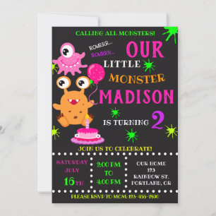 Notre petite invitation d'anniversaire monstre fil