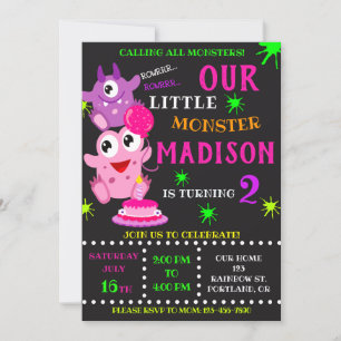 Notre petite invitation d'anniversaire monstre fil