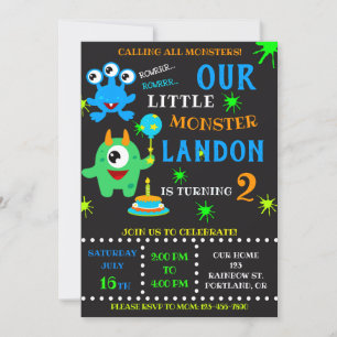 Notre Petite invitation d'anniversaire monstre gar
