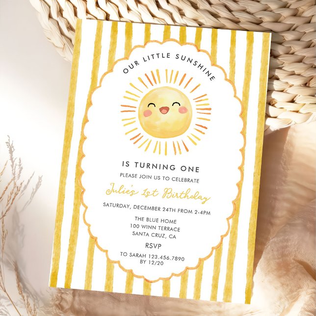 Notre petite invitation d'anniversaire rayures jau (Créateur téléchargé)