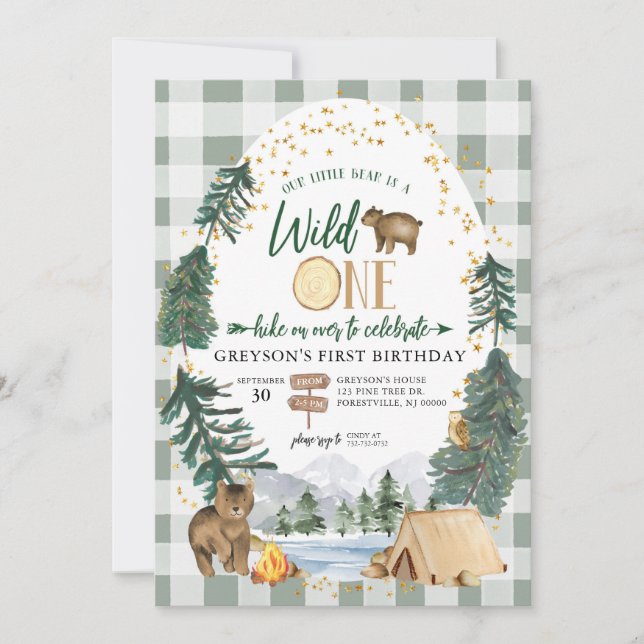 Notre petite ours est une invitation d'anniversair (Devant)