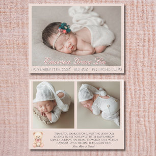 Notre petite ours rose 3 Photo Annonce de naissanc