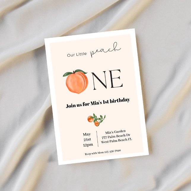 Notre petite pêche 1er anniversaire Invitation (Créateur téléchargé)