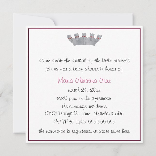 Notre petite princesse Baby shower Invitation (Devant)