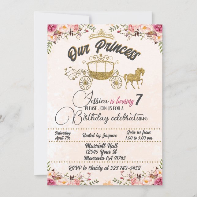Notre petite princesse Invitation d'anniversaire (Devant)