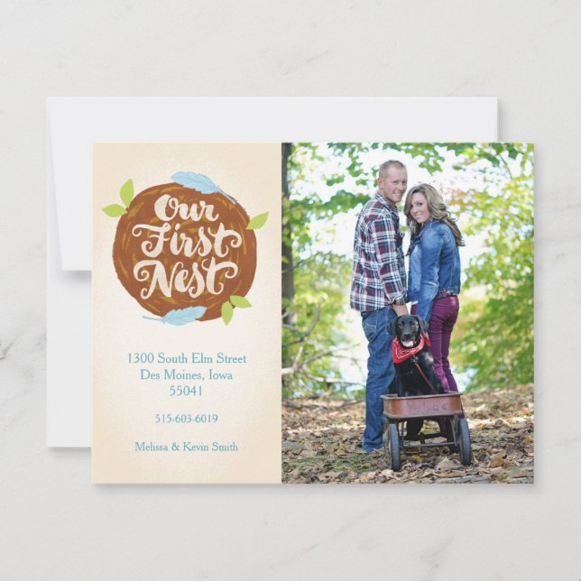 Notre premier Faire-part de déménagement du nid (Devant)