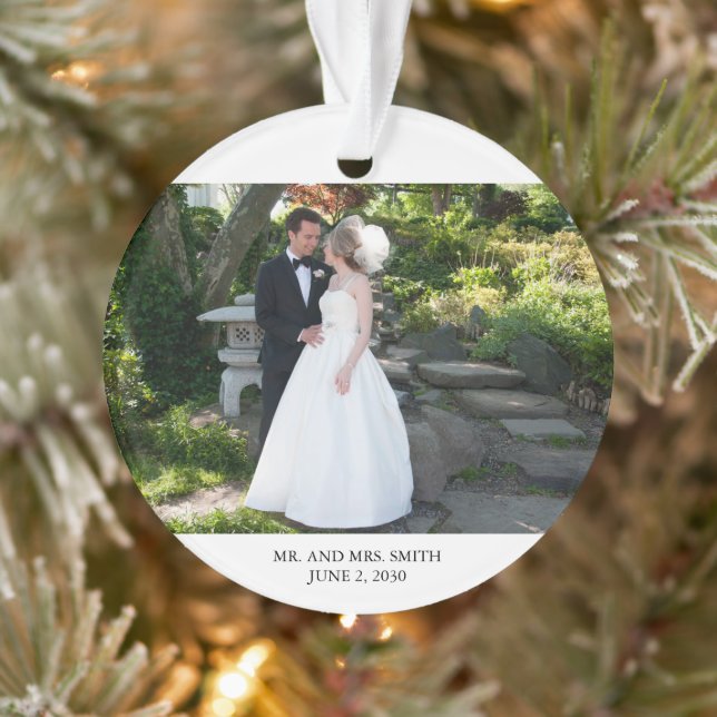 Notre premier Mariage de Noël Photo Élégant Script (Arbre)