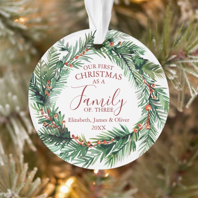 Notre Premier Noël En Famille De Trois Wreath (Arbre)