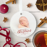 Notre Premier Noël En Grand-Parents Rouge Script<br><div class="desc">Notre Premier Noël En Grand-Parents Ornement De Script Rouge</div>