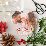 Notre premier Noël en tant que maman et papa bébé<br><div class="desc">Notre premier Noël en tant que maman et papa bébé ornement photo</div>