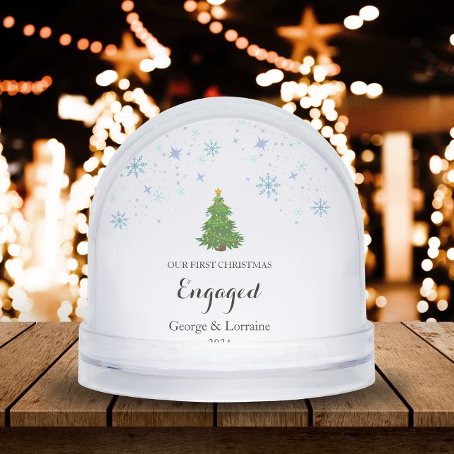 Notre premier Noël engagé Keepsaké Snowflake (Our First Christmas Engaged Keepsake Snowflake Snow Globes)