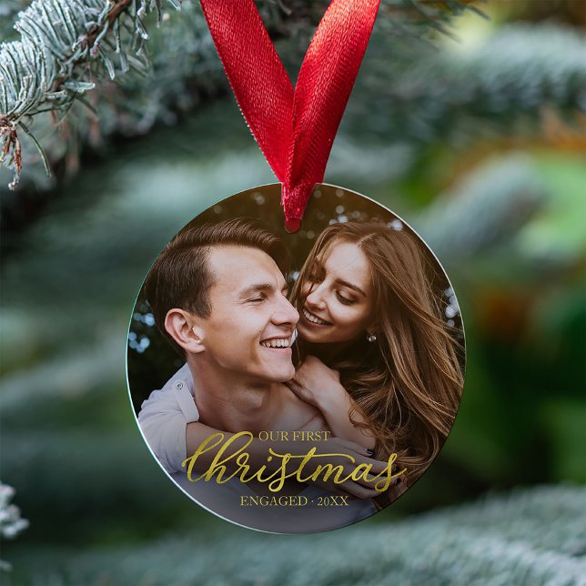 Notre premier Noël fiancé écriture feuille d'or (Créateur téléchargé)