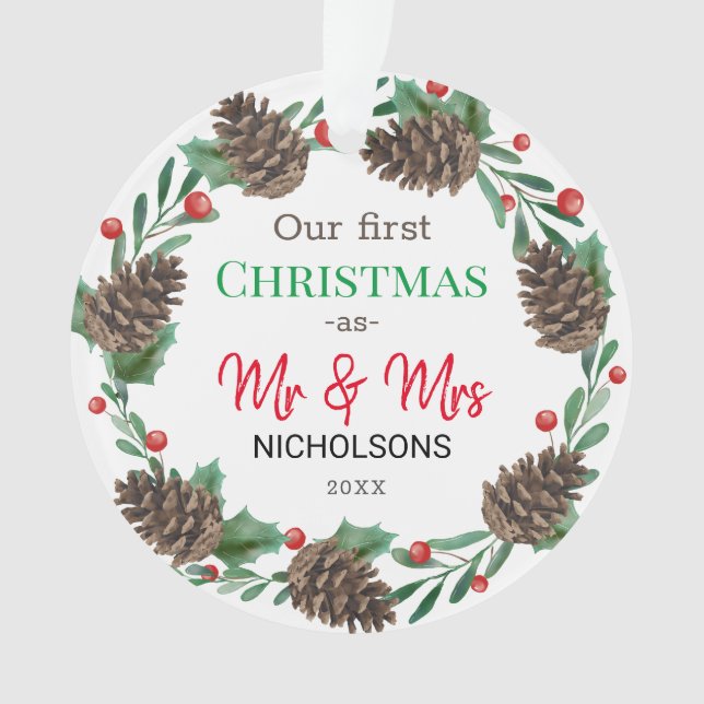 Notre premier Noël| M. & Mme| Pinecone Wreath (devant)