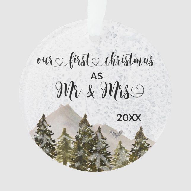 Notre premier Noël Mr & Mrs Hand Lettered Pine (devant)