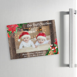 Notre Premier Noël Photo de Jumeaux en Bois Rustiq