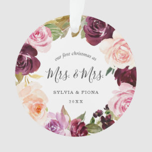 Notre premier Noël Plum Floral Photo Lesbian