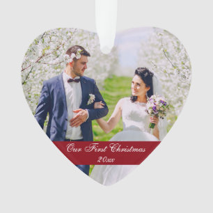 Notre premier ornement de coeur de mariage de Noël