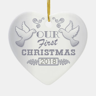 Notre premier ornement de Noël Lovebirds en cérami