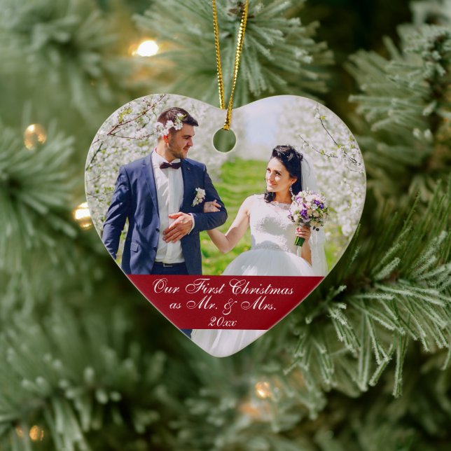 Notre premier Ornement Mariage de Noël RB coeur (Arbre)