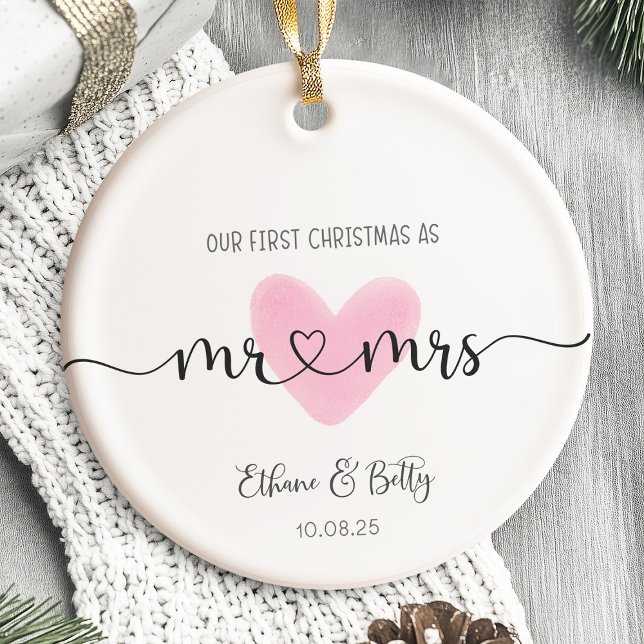 Notre premier Ornement Marié de Noël M&Mme Heart (Our First Christmas Married Ornament Mr&Mrs Heart)