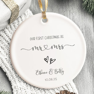 Notre premier Ornement Marié de Noël M&Mme Heart