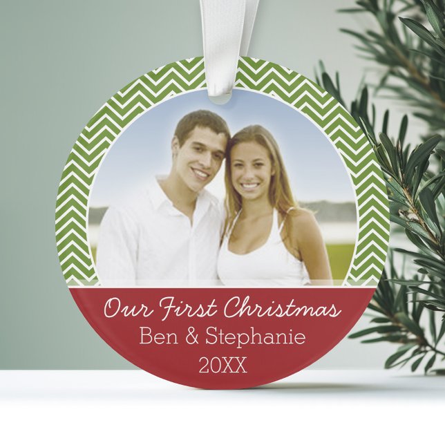 Notre première photo de Noël - double face (Personalized First Christmas Photo Ornament)