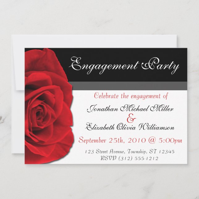 Notre Rose Amour ~ Invitations de la partie Engage (Devant)