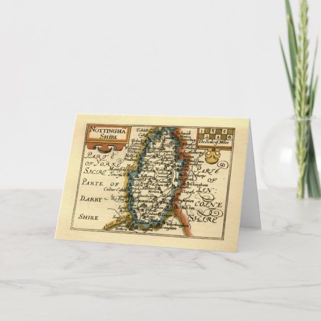 Nottinghamshire Comté Angleterre Ancienne carte An (Devant)