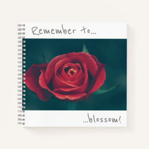 N'oubliez pas de fleurir Cahier Fleur de Rose Roug