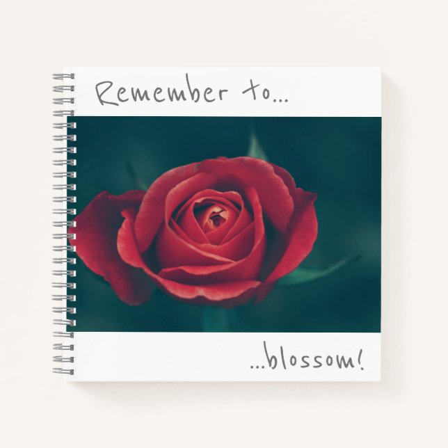N'oubliez pas de fleurir Cahier Fleur de Rose Roug (Devant)