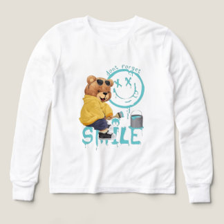 "N'oubliez pas de sourire" Artiste Ours Manches Lo