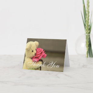 Noun ours en peluche avec rose merci