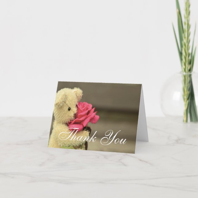 Noun ours en peluche avec rose merci (Devant)