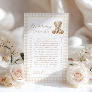 Nounou ou papa ours en peluche Jeu de baby shower