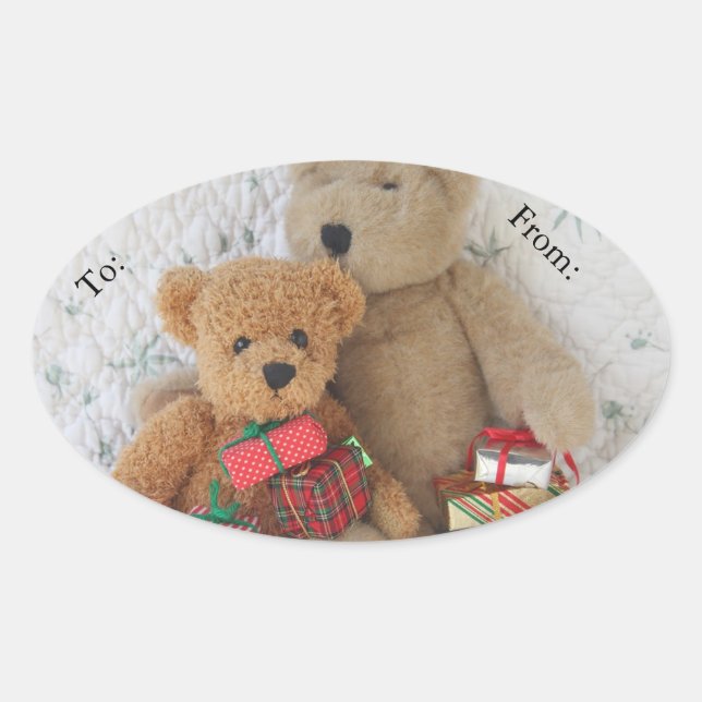 Nounours avec étiquette cadeau de Noël (Devant)