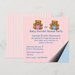 Nounours Baby Genre Revela Party Invitation
