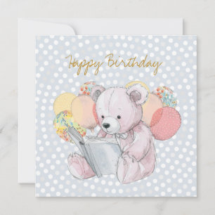 Nounours en peluche lisant un livre Bébé en fleurs