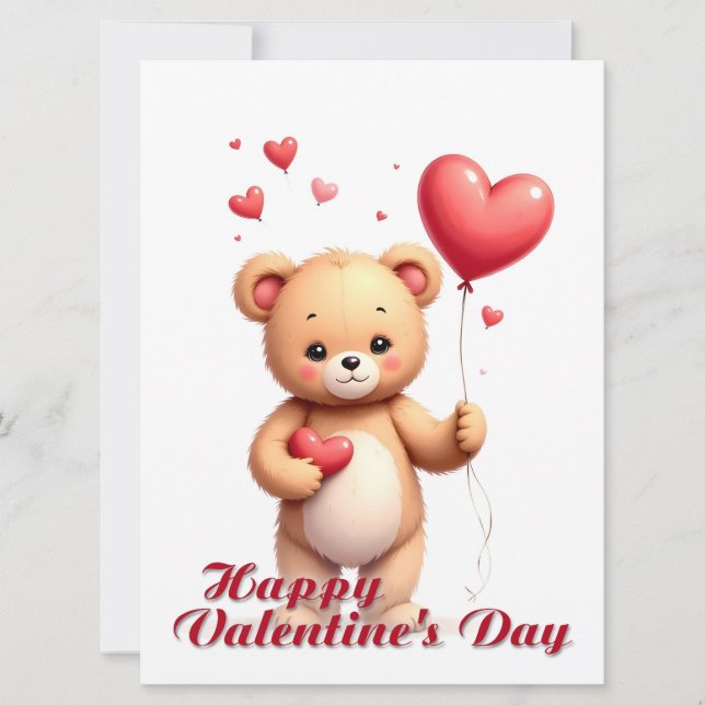 Nounours Mignon avec Cœur – Joyeuse Saint-Valentin (Devant)
